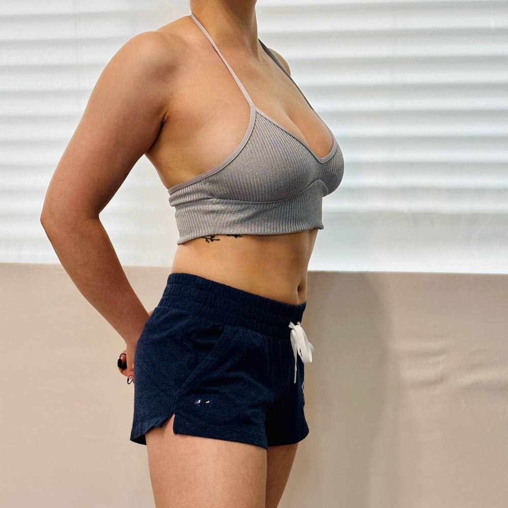 Aerie Real Obsessed Halter Bralette - Metallic/Silver - S